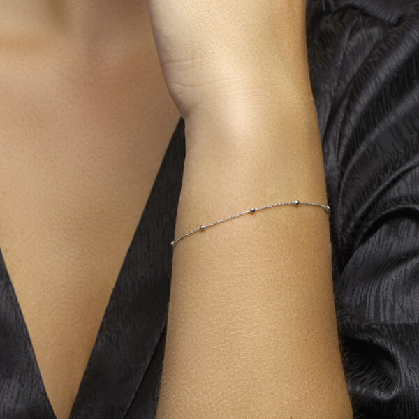 armband bolletjes 2,0 mm 16 + 3 cm zilver gerhodineerd - Afbeelding 2