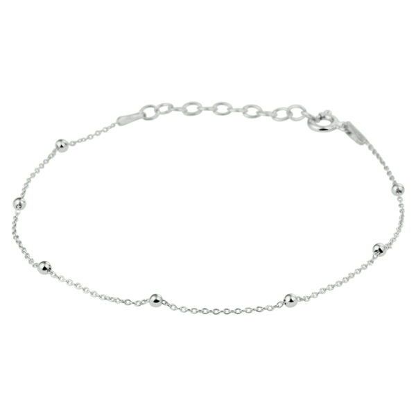 armband bolletjes 2,0 mm 16 + 3 cm zilver gerhodineerd