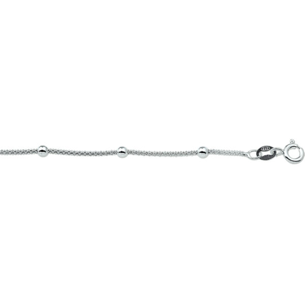 armband bolletjes 3,0 mm 18 + 3 cm zilver wit - Afbeelding 3