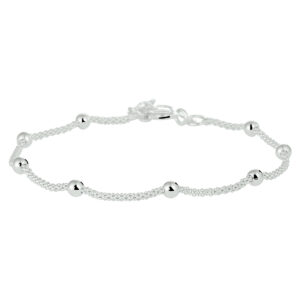 armband bolletjes 3,0 mm 18 + 3 cm zilver wit