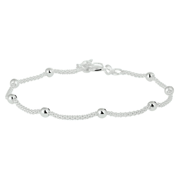 armband bolletjes 3,0 mm 18 + 3 cm zilver wit