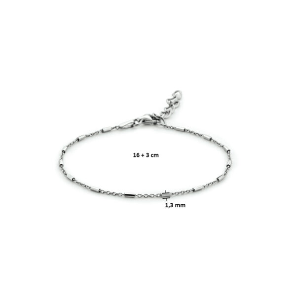 armband buisjes 1,3 mm 16 + 3 cm zilver gerhodineerd - Afbeelding 3