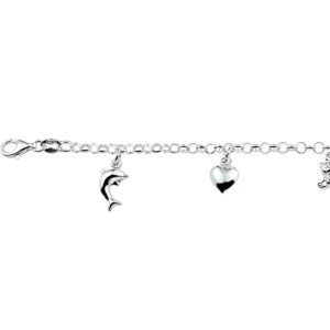 armband diverse bedels 15 cm zilver gerhodineerd