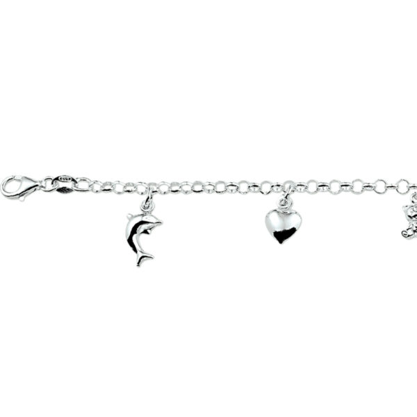 armband diverse bedels 15 cm zilver gerhodineerd