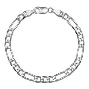armband figaro 5,0 mm 20 cm zilver gerhodineerd