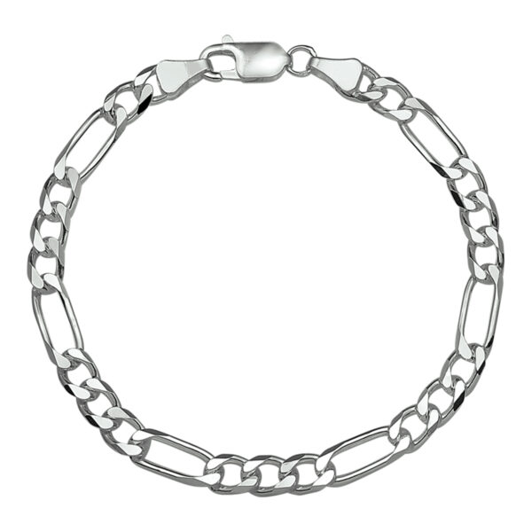 armband figaro 5,0 mm 20 cm zilver gerhodineerd