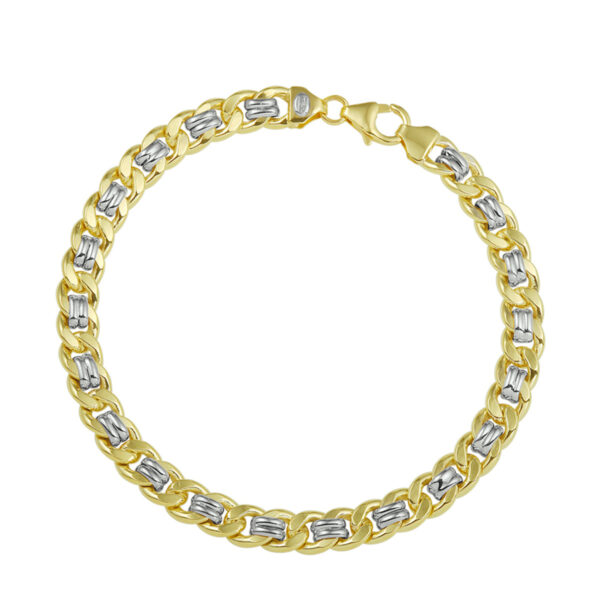 armband geslepen gourmette 6,2 mm 19 cm Silgold (bicolor goud met zilverkern) - Afbeelding 3