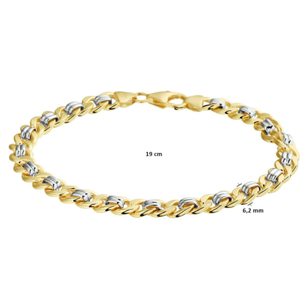 armband geslepen gourmette 6,2 mm 19 cm Silgold (bicolor goud met zilverkern) - Afbeelding 4