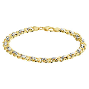armband geslepen gourmette 6,2 mm 19 cm Silgold (bicolor goud met zilverkern)
