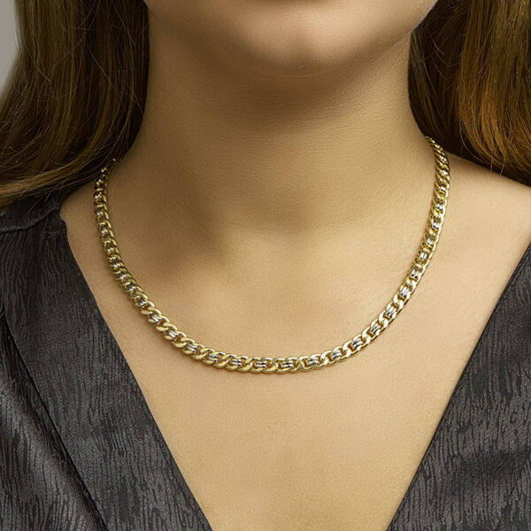 armband geslepen gourmette 6,2 mm 19 cm Silgold (bicolor goud met zilverkern) - Afbeelding 6