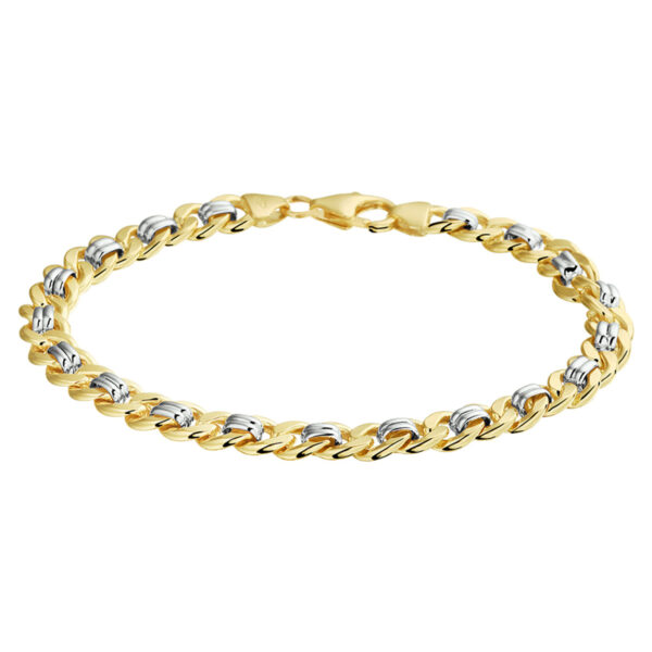 armband geslepen gourmette 6,2 mm 19 cm Silgold (bicolor goud met zilverkern)