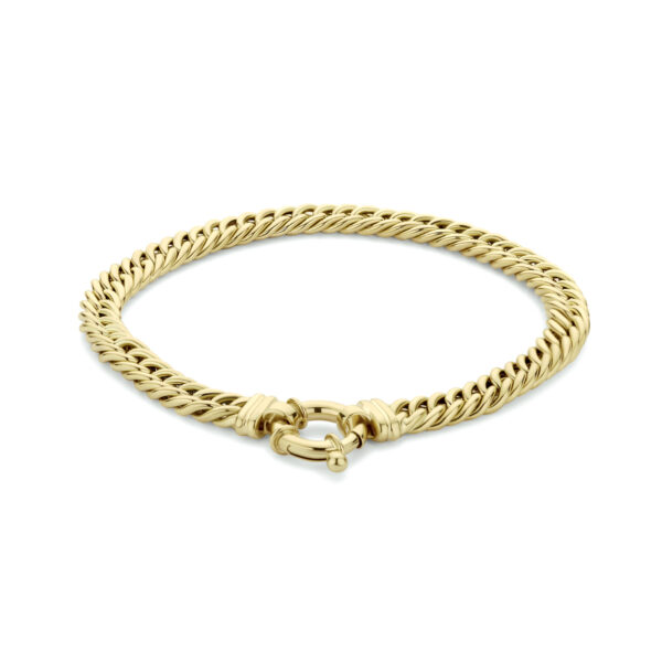 armband gourmette 5,8 mm 19 cm met groot springslot 14K geelgoud