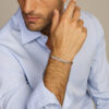 armband gourmette 6,6 mm 21 cm 6-zijdes geslepen zilver wit - Afbeelding 2