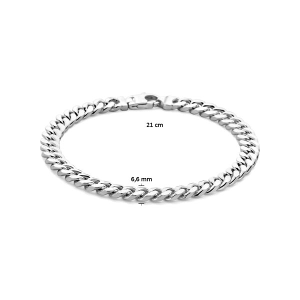 armband gourmette 6,6 mm 21 cm 6-zijdes geslepen zilver wit - Afbeelding 3