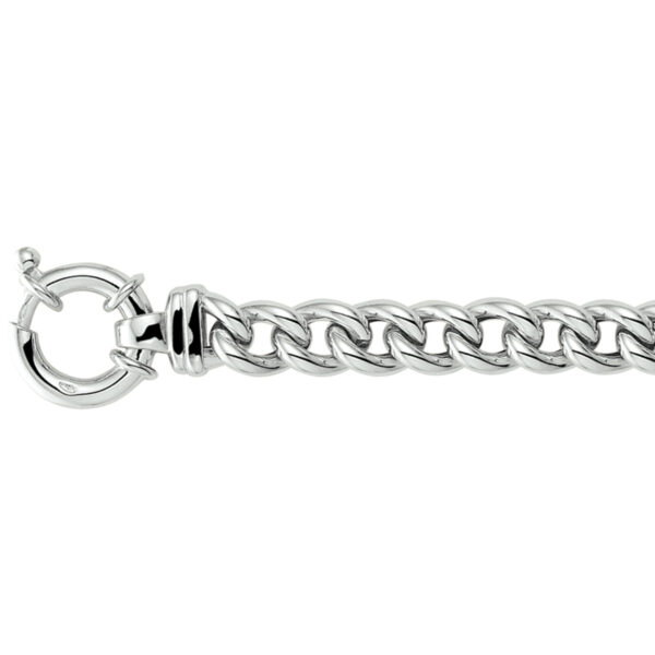 armband gourmette 7,5 mm 19 cm met groot springslot zilver gerhodineerd - Afbeelding 2