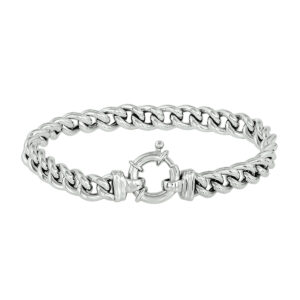 armband gourmette 7,5 mm 19 cm met groot springslot zilver gerhodineerd