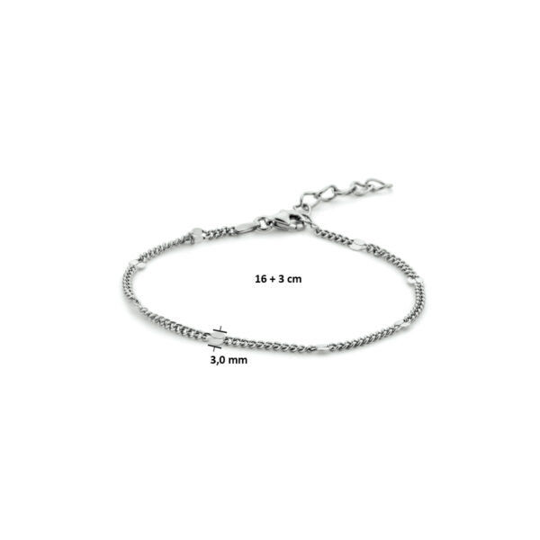 armband gourmette met tussenstuk 3,0 mm 16 + 3 cm zilver gerhodineerd - Afbeelding 3