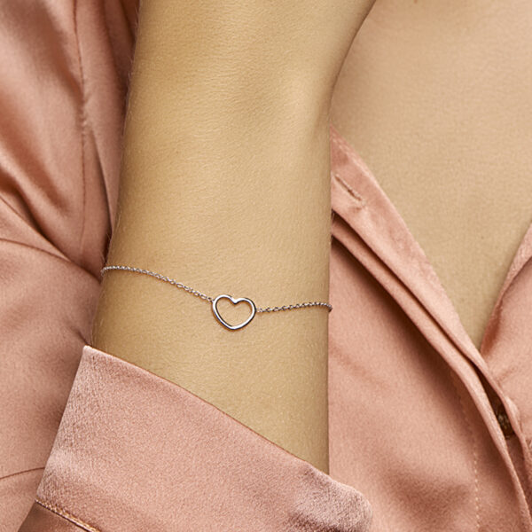 armband hart 1,3 mm 16 + 3 cm zilver gerhodineerd - Afbeelding 2
