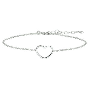 armband hart 1,3 mm 16 + 3 cm zilver gerhodineerd