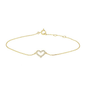 armband hart zirkonia 16,5 - 18,5 cm 14K geelgoud