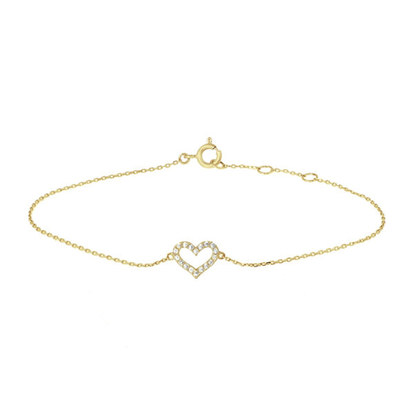 armband hart zirkonia 16,5 - 18,5 cm 14K geelgoud
