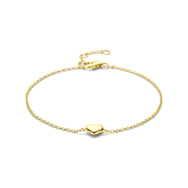 armband hartje 16,5 - 17,5 - 18,5 cm 3 micron zilver verguld (geel)