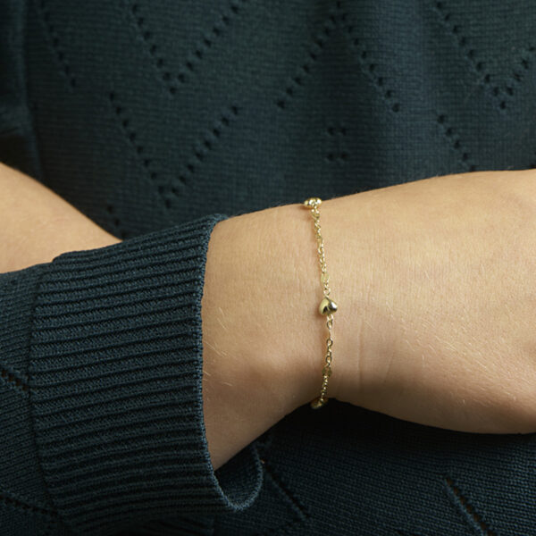 armband hartjes 11 - 13 cm 14K geelgoud - Afbeelding 2