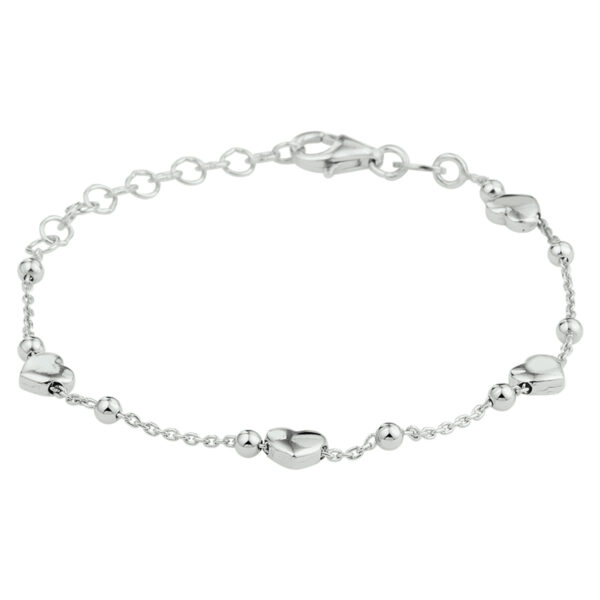 armband hartjes 13 + 3 cm zilver gerhodineerd