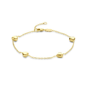 armband hartjes 16 - 18 cm 14K geelgoud