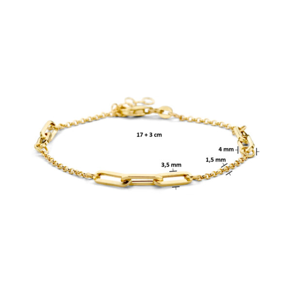 armband jasseron en paperclip 3,5mm 17 + 3 cm 14K geelgoud - Afbeelding 3