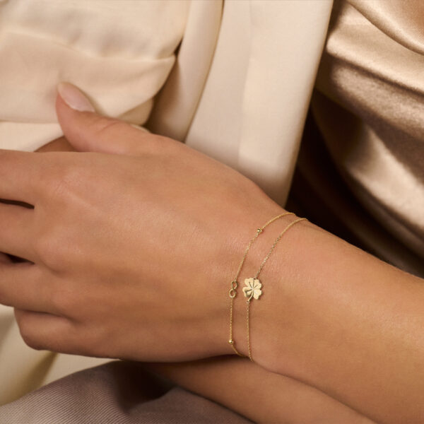 armband klaver 16,5 - 17,5 - 18,5 cm 14K geelgoud - Afbeelding 2