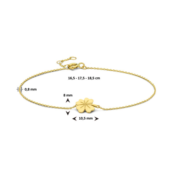 armband klaver 16,5 - 17,5 - 18,5 cm 14K geelgoud - Afbeelding 3