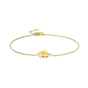 armband klaver 16,5 - 17,5 - 18,5 cm 14K geelgoud