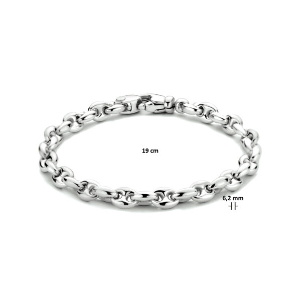 armband koffieboon 6,2 mm 19 cm zilver gerhodineerd - Afbeelding 3