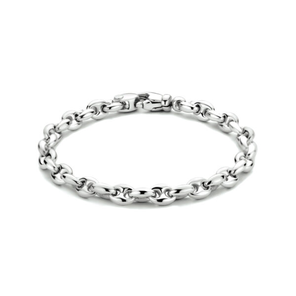armband koffieboon 6,2 mm 19 cm zilver gerhodineerd