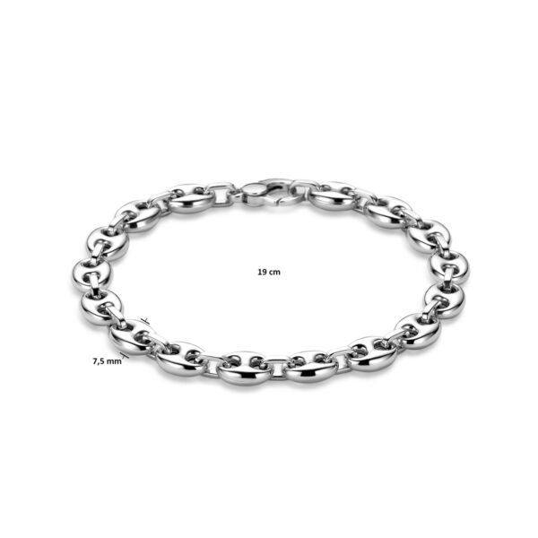 armband koffieboon 7,5 mm 19 cm zilver gerhodineerd - Afbeelding 3