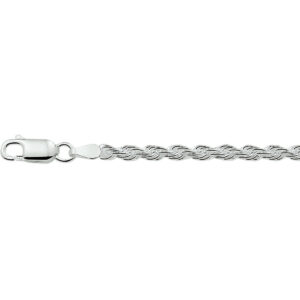 armband koord 3,0 mm 19 cm zilver gerhodineerd