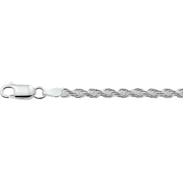 armband koord 3,0 mm 19 cm zilver gerhodineerd