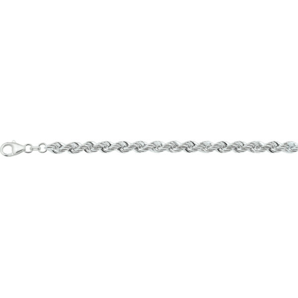 armband koord massief 5,5 mm 19 cm zilver gerhodineerd - Afbeelding 2