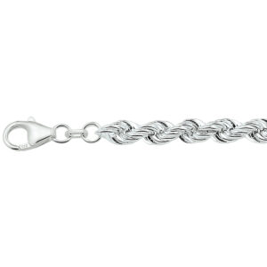 armband koord massief 5,5 mm 19 cm zilver gerhodineerd