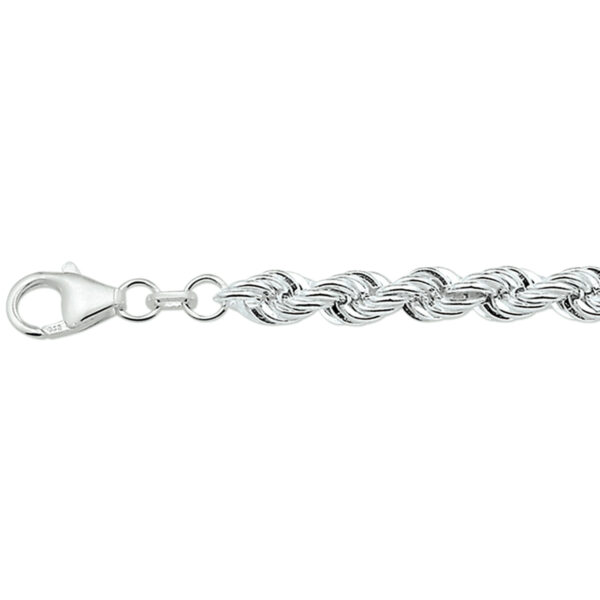 armband koord massief 5,5 mm 19 cm zilver gerhodineerd