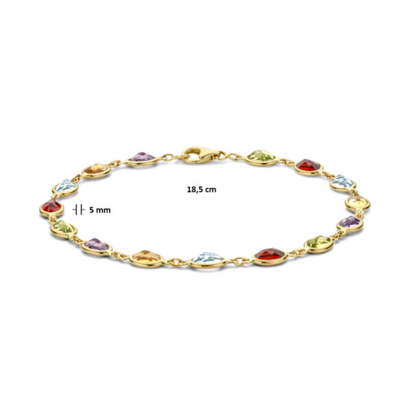 armband natuurlijke kleurstenen 18,5 cm 14K geelgoud - Afbeelding 3