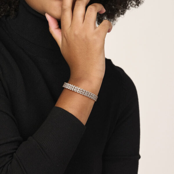 armband panter 8 mm 17 cm zilver gerhodineerd - Afbeelding 2