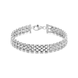 armband panter 8 mm 17 cm zilver gerhodineerd