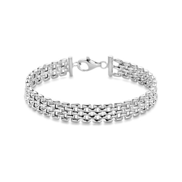 armband panter 8 mm 17 cm zilver gerhodineerd