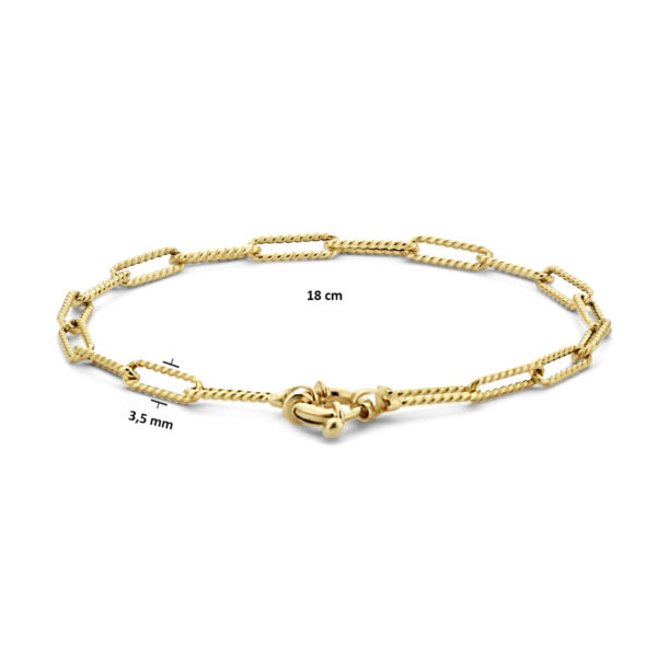 armband paperclip 3,5 mm 18 cm met groot springslot 14K geelgoud - Afbeelding 3