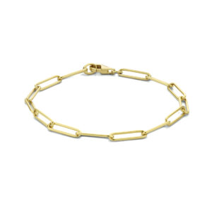 armband paperclip rond massief 3,9 mm 19 cm 14K geelgoud