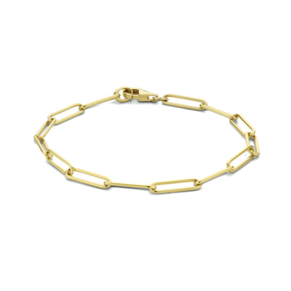 armband paperclip rond massief 3,9 mm 19 cm 14K geelgoud