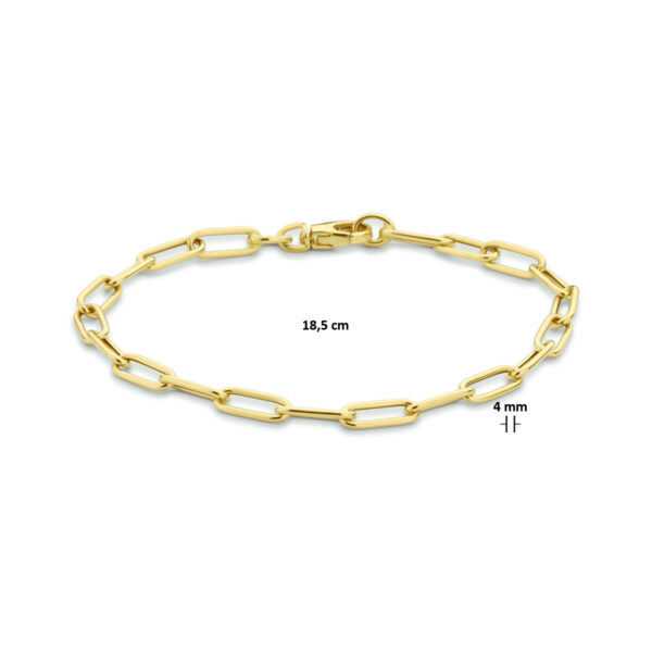 armband paperclip ronde buis 4,0 mm 18,5 cm 14K geelgoud - Afbeelding 3