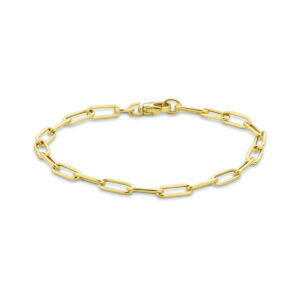 armband paperclip ronde buis 4,0 mm 18,5 cm 14K geelgoud